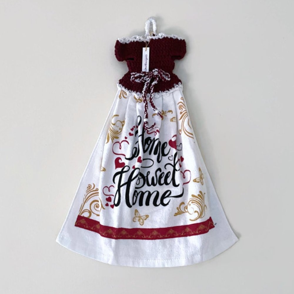 Crochet towel decor for sink, Handmade kitchen dish towel for housewarming gift